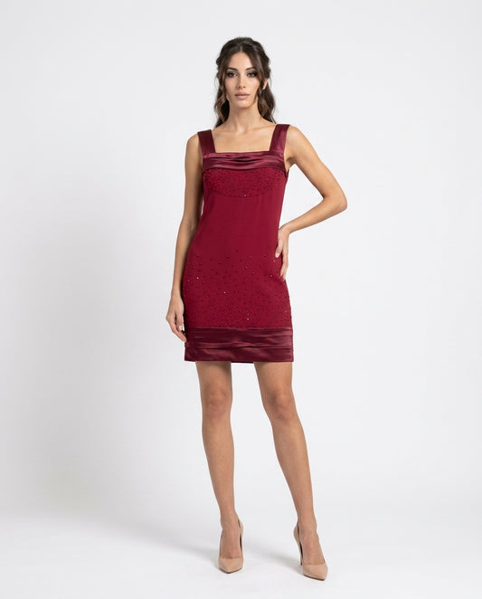 Abito Elegante Rosso Satinato Donna