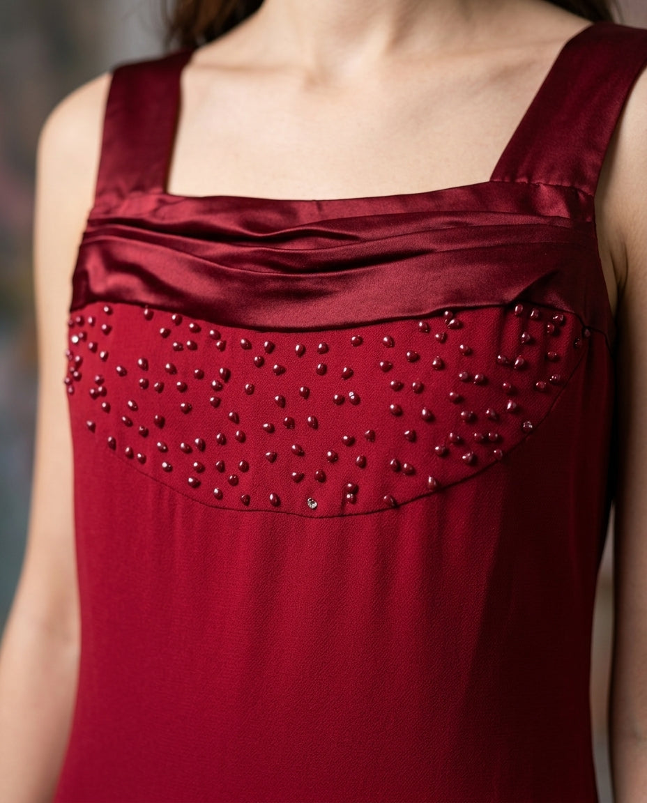 Abito Elegante Rosso Satinato Donna