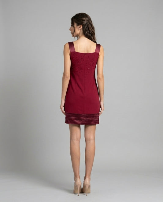 Abito Elegante Rosso Satinato Donna
