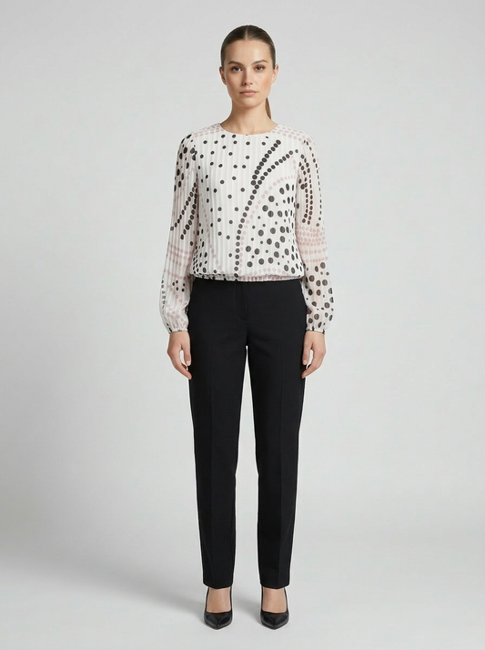 Women's Polka Dot Pleated Blouse