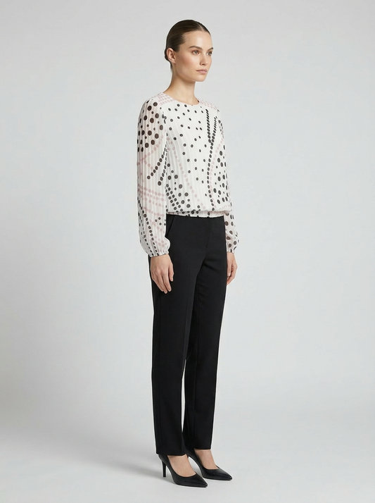 Women's Polka Dot Pleated Blouse