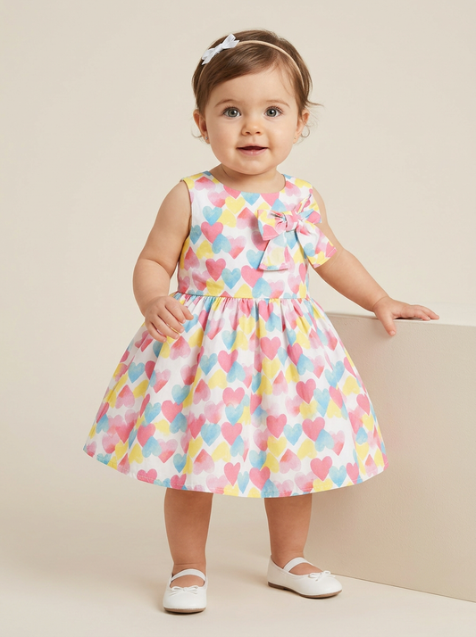 Multi-colored Hearts Dress for Infants