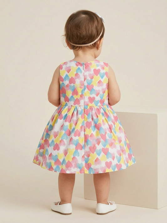 Multi-colored Hearts Dress for Infants