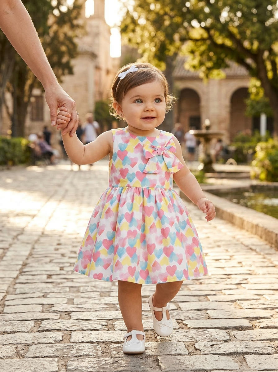 Multi-colored Hearts Dress for Infants