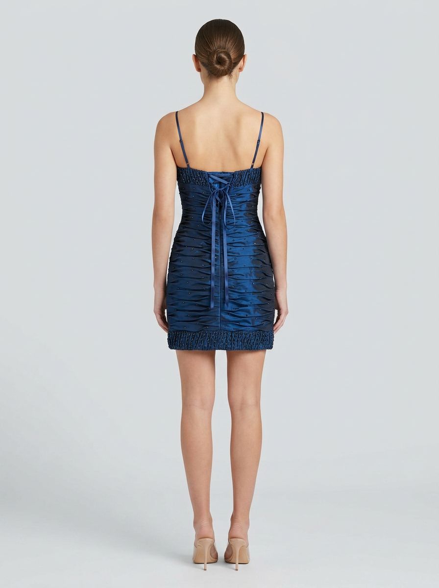 Abito Elegante Perlato Blu